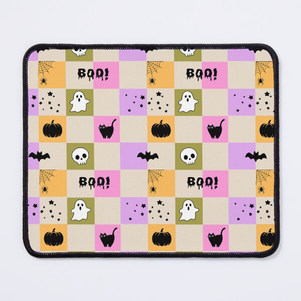 Item preview, Cute Halloween Pattern with Pumpkins, Ghoust, Cat and Bat designed and sold by MadamPaperHazel.