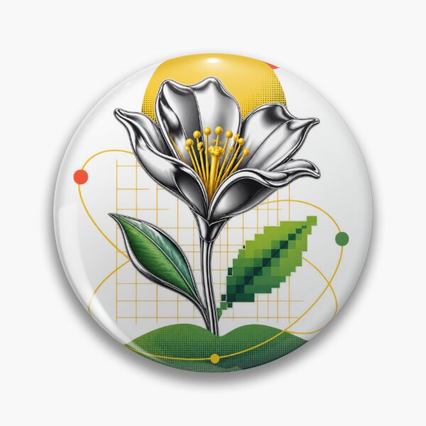 Item preview, Liquid Chrome Flower Y2K Acid Graphic Futuristic Botanical designed and sold by QCena.