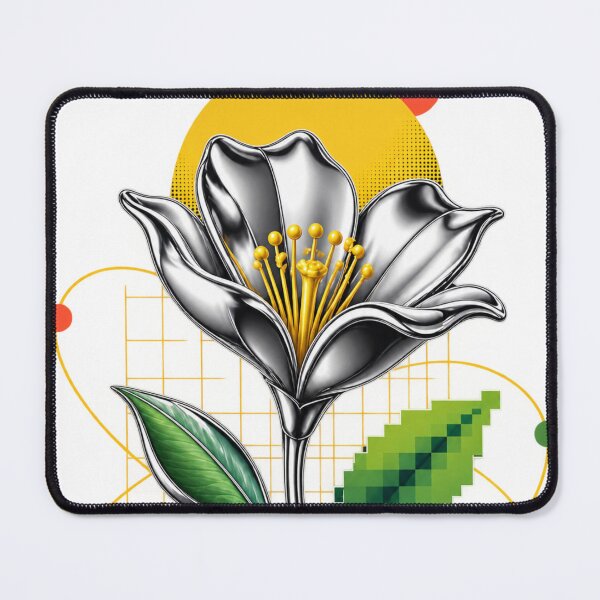 Item preview, Liquid Chrome Flower Y2K Acid Graphic Futuristic Botanical designed and sold by QCena.