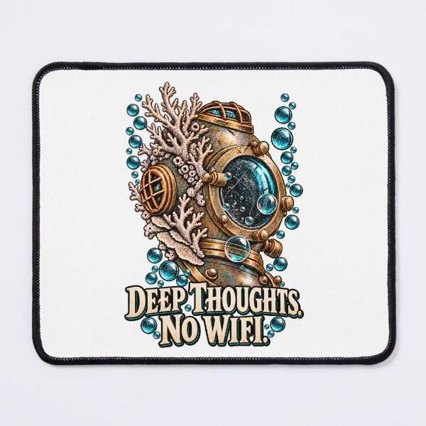 Item preview, Deep Thoughts. No WiFi. | Vintage Diving Helmet designed and sold by P13KAR-DESIGN.