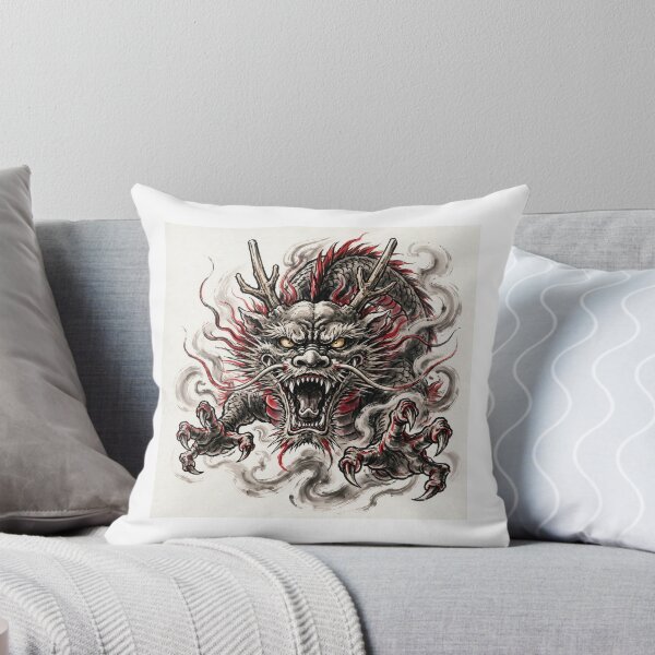 Item preview, Fierce Dragon Lunging - Intimidating Japanese Dragon Art designed and sold by KikuandInk.