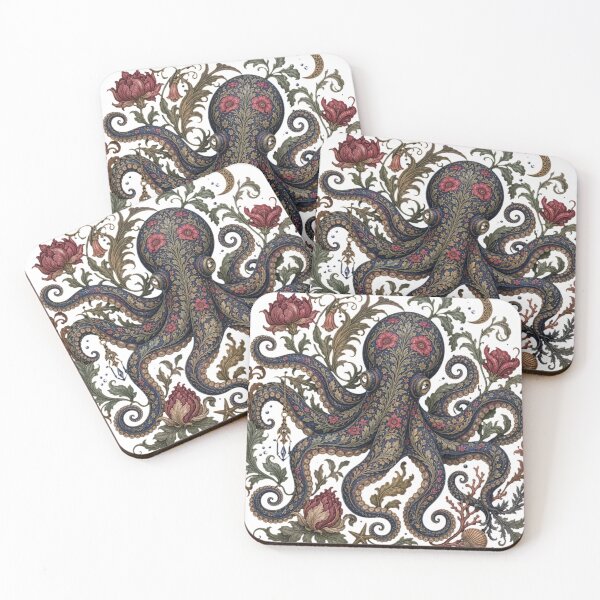 Item preview, Ornate Floral Octopus Moody Goth Cresent Moon Element  designed and sold by DrewRomeoCo.