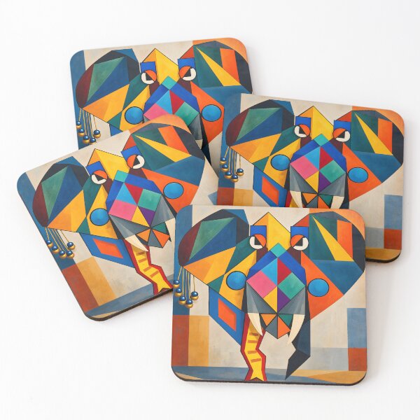 Item preview, Geometric Cubist Elephant Colorful Abstract Art designed and sold by MoArtShop.