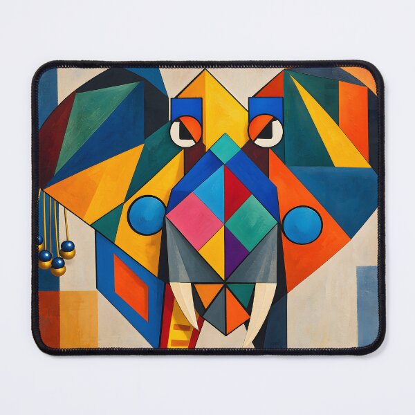 Item preview, Geometric Cubist Elephant Colorful Abstract Art designed and sold by MoArtShop.