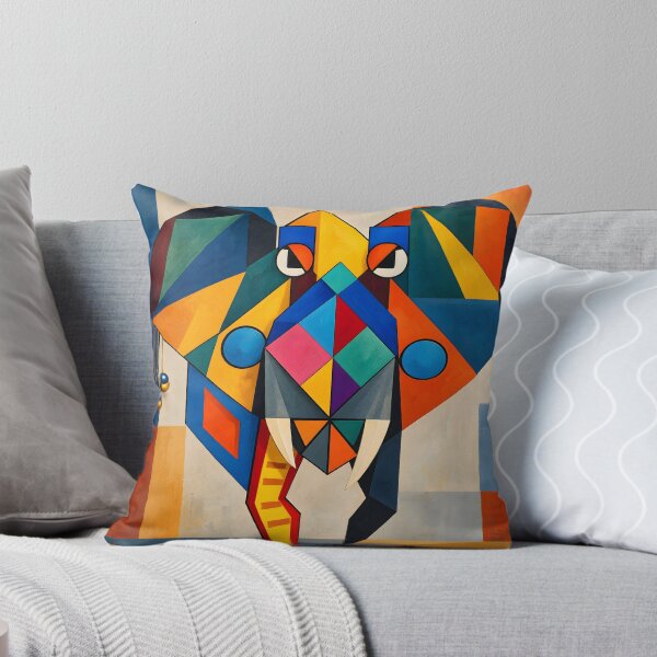 Item preview, Geometric Cubist Elephant Colorful Abstract Art designed and sold by MoArtShop.
