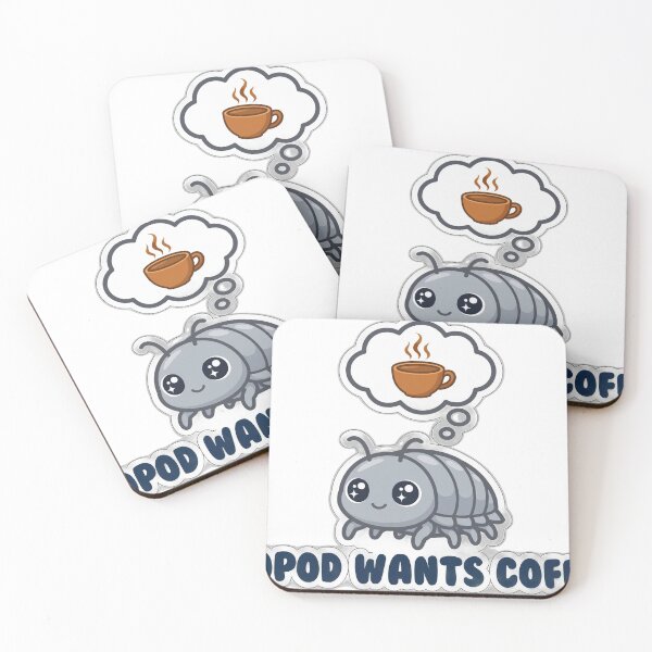 Item preview, Isopod Wants Coffee Cute Bug Meme Vector Art designed and sold by BoydMercantile.