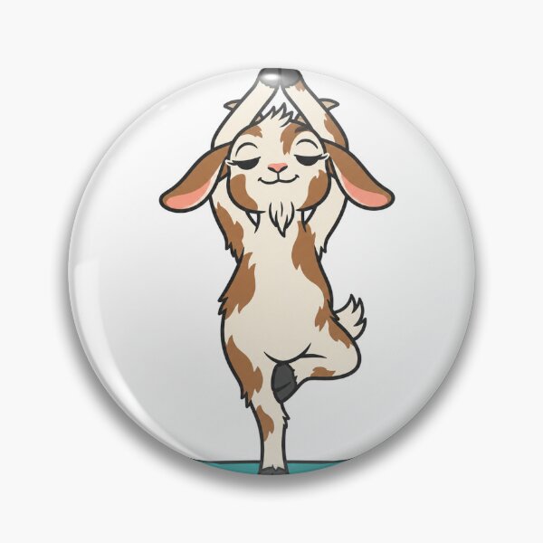 Item preview, Smug Little Goat Holding Tree Pose on a Teal Mat designed and sold by eignvalue.