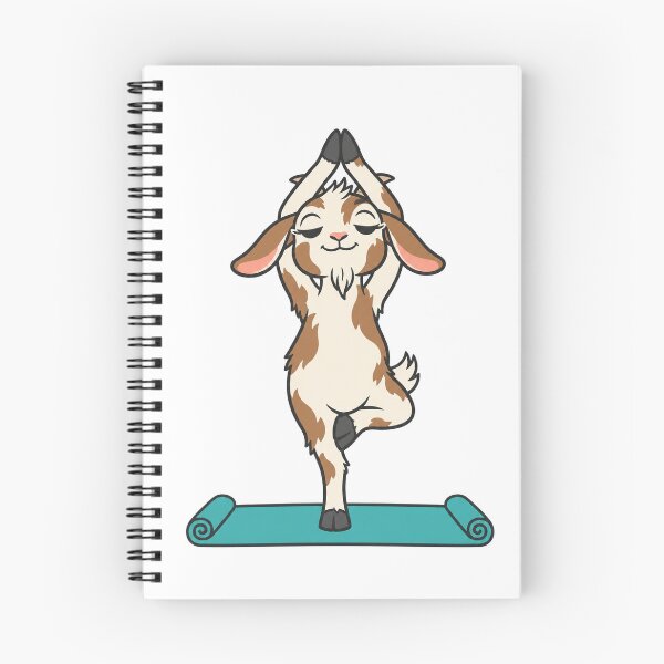 Item preview, Smug Little Goat Holding Tree Pose on a Teal Mat designed and sold by eignvalue.