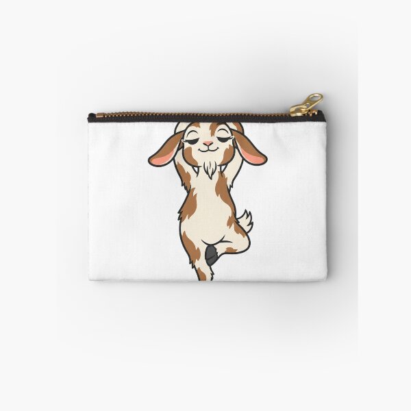 Item preview, Smug Little Goat Holding Tree Pose on a Teal Mat designed and sold by eignvalue.