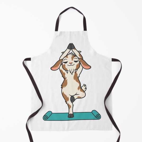 Item preview, Smug Little Goat Holding Tree Pose on a Teal Mat designed and sold by eignvalue.