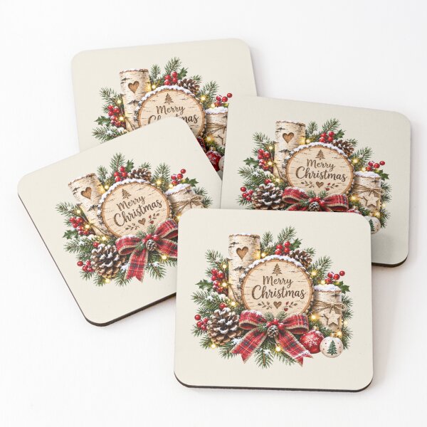 Item preview, Rustic Birch Wood Merry Christmas Holiday Design designed and sold by Myra365Art.