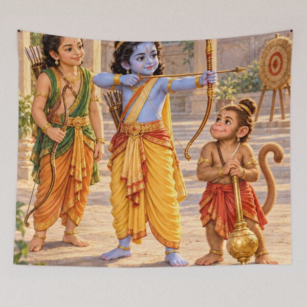 Item preview, Bala Rama, Lakshmana and Hanuman Archery Courtyard Art designed and sold by Homyar.
