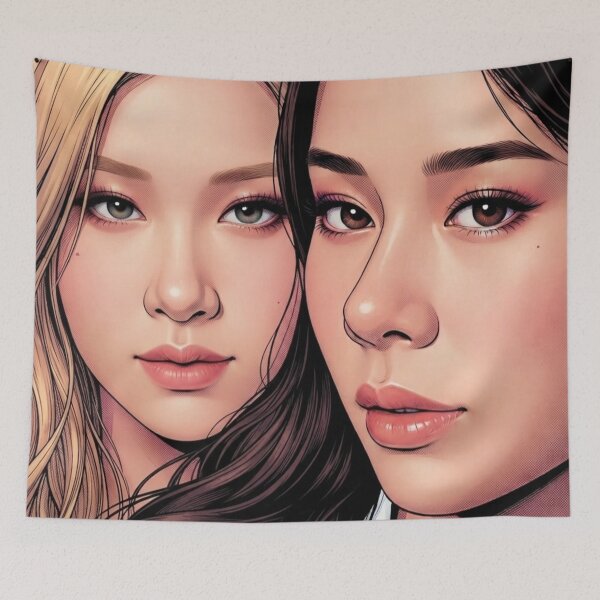 Item preview, KaoJane Perfect Pair Thai GL Sapphic Actress LGBTQ+ Cartoon Decor Comic Wall Art Print Poster Shirt Clock Blanket KDrama designed and sold by Mind Space.