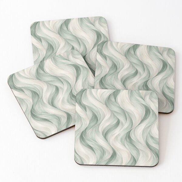 Item preview, Sage Silk Waves – Elegant Sage Green and Ivory Abstract Pattern designed and sold by HO•Designs.
