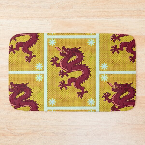 Aperçu de l'œuvre Dragon chinois bordeaux sur fond moutarde en demi-teintes créée et vendue par Fani*.