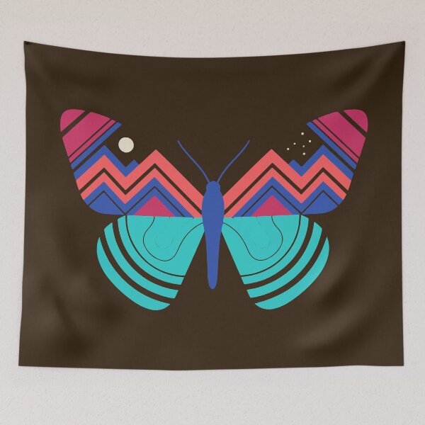 Item preview, Geometric Butterfly Mountain Ocean - Retro Nature Art designed and sold by AliveStyle.