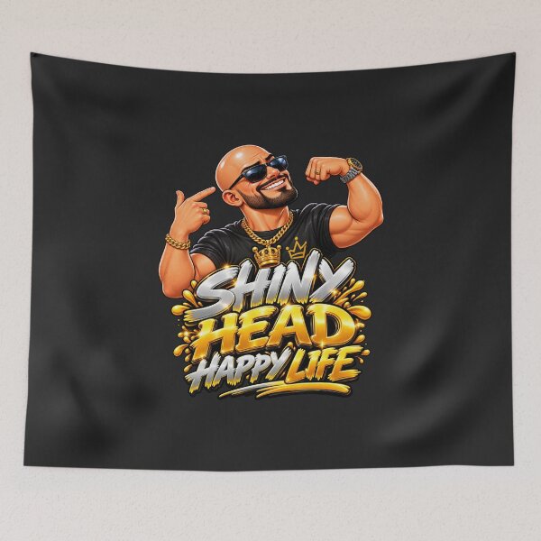 Item preview, Shiny Head Happy Life – Funny Bald King Confidence Design designed and sold by DIB Designs – Express Your Style.