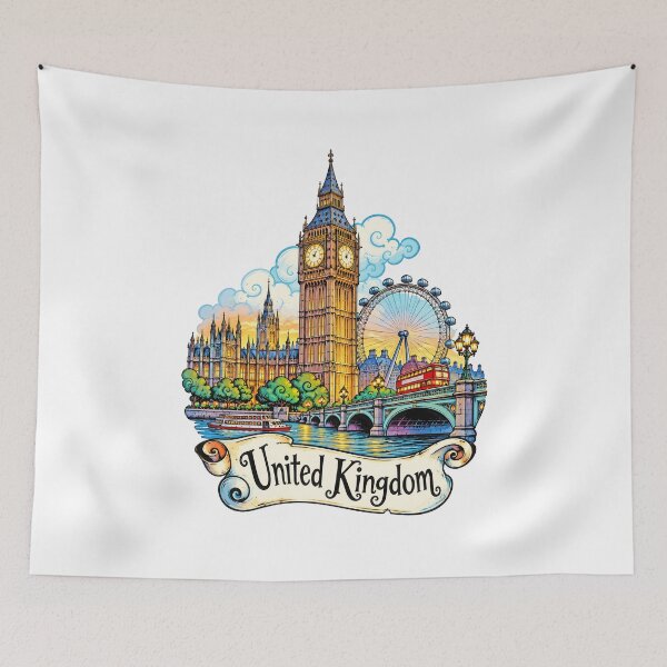 Item preview, Big Ben and London United Kingdom Travel Illustration designed and sold by EdwinkOne.