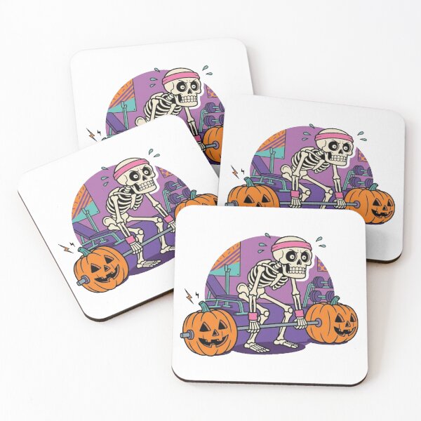 Item preview, Deadlift Literal - Skeleton Lifting Pumpkins (Gymrat Halloween) designed and sold by conamor-bymel.