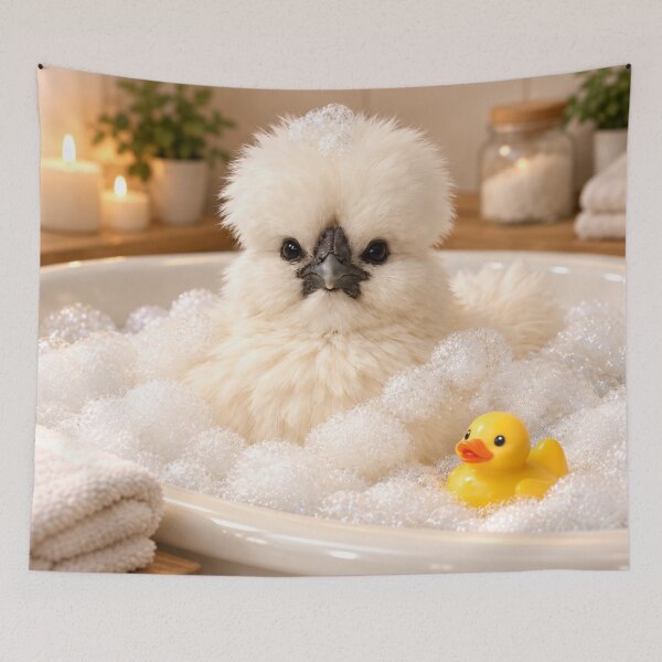 Item preview, Peaceful Silkie Chicken Bubble Bath designed and sold by Sillytoe.