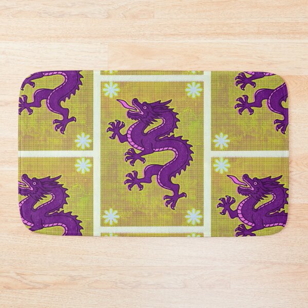 Aperçu de l'œuvre Dragon chinois violet sur fond chartreuse en demi-teintes créée et vendue par Fani*.
