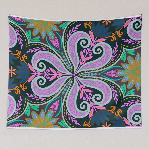 Item preview, Ornate Paisley & Botanical Floral Pattern - Pink designed and sold by Rukhscreations.