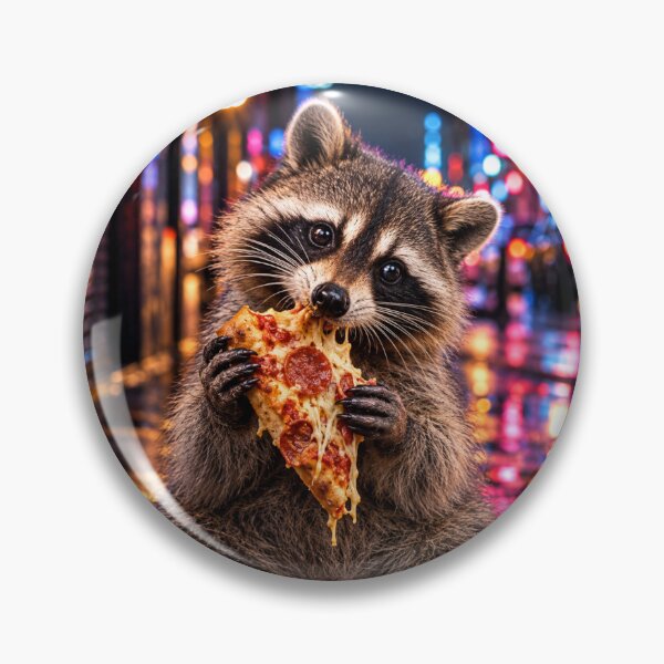 Item preview, Raccoon Eating Midnight Pizza designed and sold by MalwasBasket.