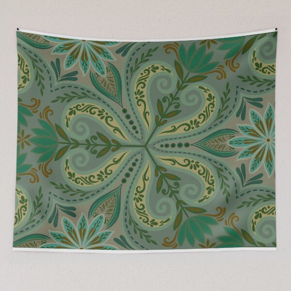 Item preview, Ornate Paisley & Botanical Floral Pattern - Green designed and sold by Rukhscreations.