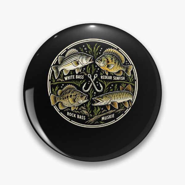Item preview, White Bass Rock Bass Redear Sunfish Muskie Fishing Angler designed and sold by FolkGraphics.