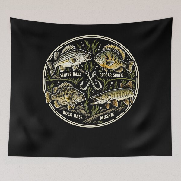 Item preview, White Bass Rock Bass Redear Sunfish Muskie Fishing Angler designed and sold by FolkGraphics.