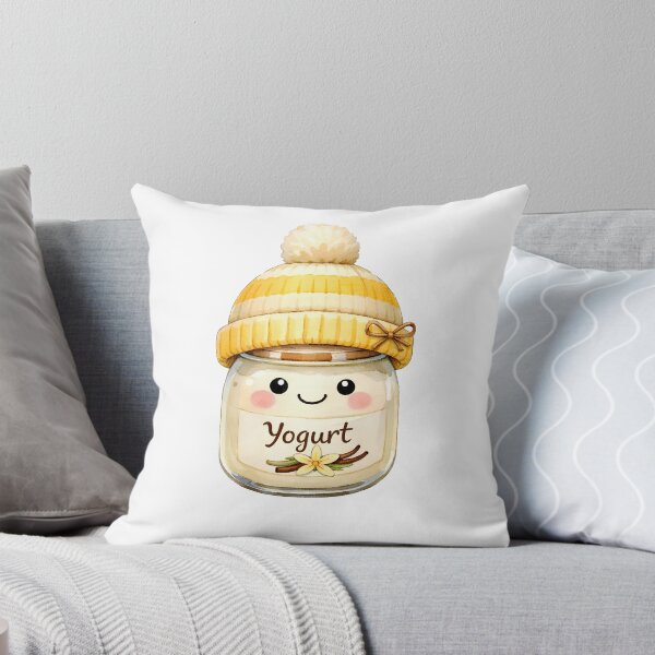 Item preview, Cute Watercolor Vanilla Yogurt Jar with Knitted Hat  designed and sold by silviaol.