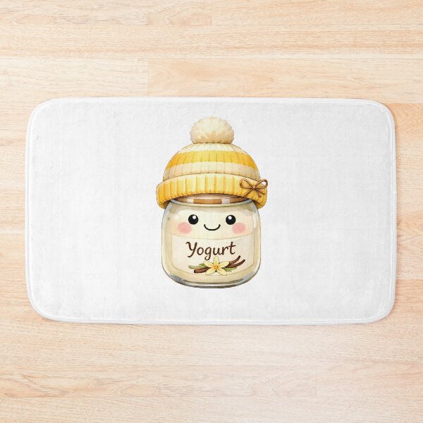 Item preview, Cute Watercolor Vanilla Yogurt Jar with Knitted Hat  designed and sold by silviaol.