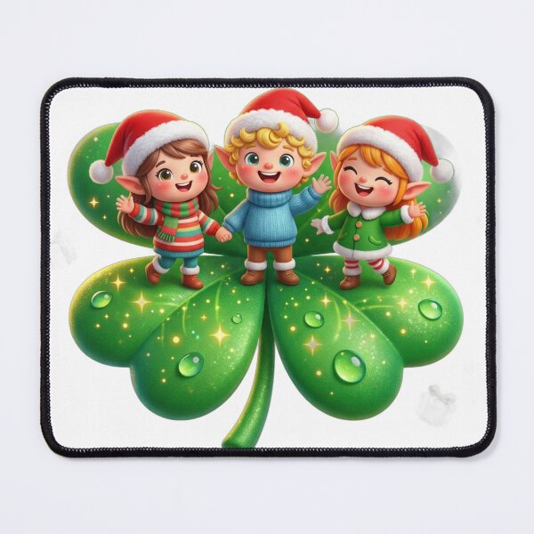 Item preview, Lucky Christmas Elves on Four Leaf Clover designed and sold by HoMya.