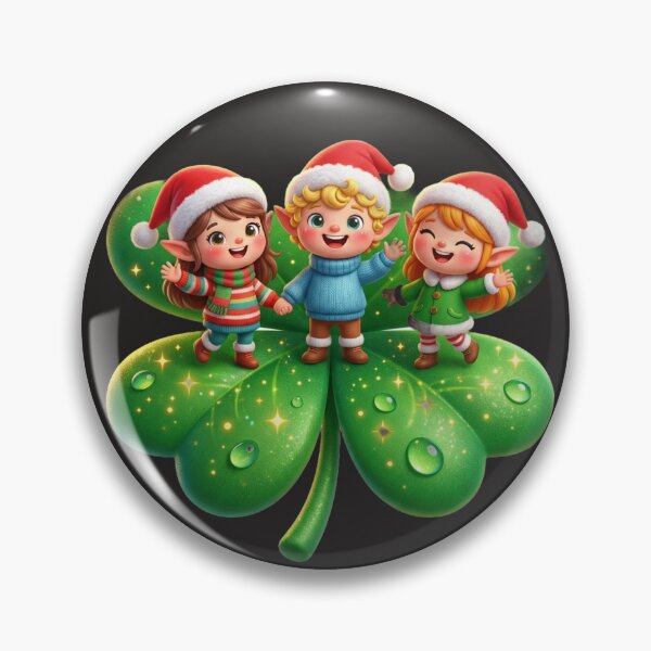 Item preview, Lucky Christmas Elves on Four Leaf Clover designed and sold by HoMya.