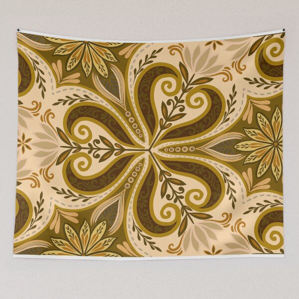 Item preview, Ornate Paisley & Botanical Floral Pattern - Gold designed and sold by Rukhscreations.