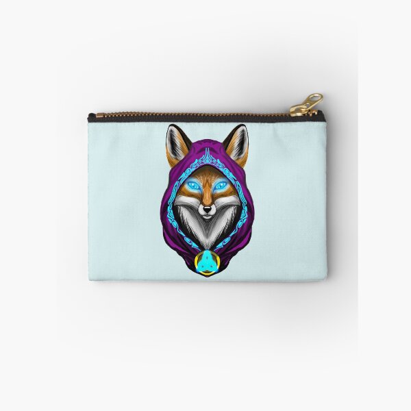 Item preview, Mystic Purple Mage Red Fox Portrait with Glowing Blue Runes designed and sold by URSM.