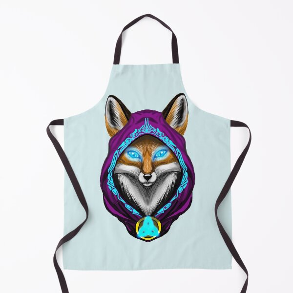 Item preview, Mystic Purple Mage Red Fox Portrait with Glowing Blue Runes designed and sold by URSM.