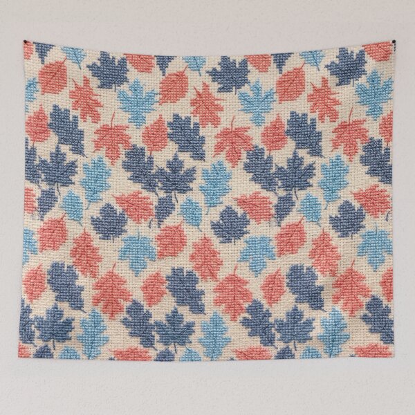 Item preview, Modern Autumn Leaves Cross Stitch Pattern designed and sold by GangisHouse.