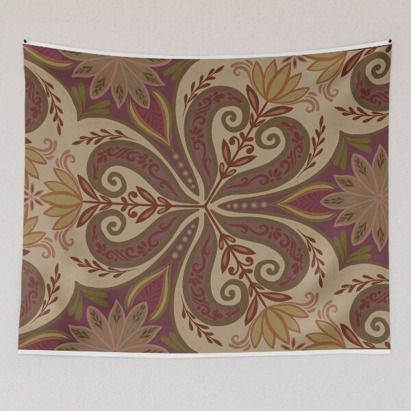 Item preview, Ornate Paisley & Botanical Floral Pattern - Plum designed and sold by Rukhscreations.