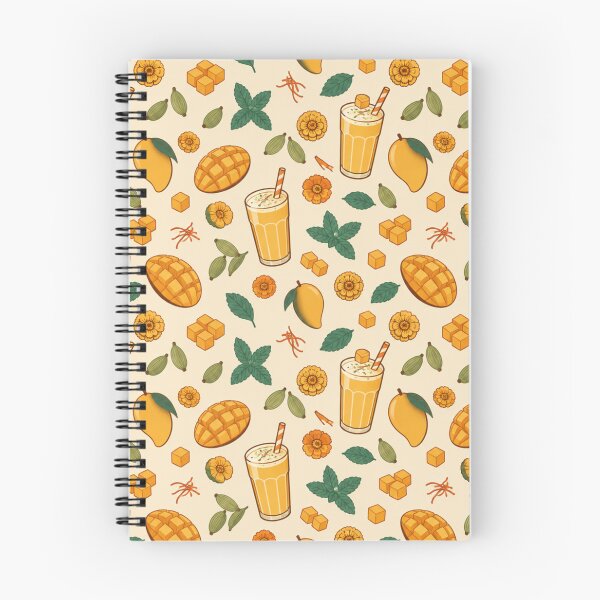 Item preview, Mango Lassi Food Pattern | Retro Mango Drinks with Cardamom, Saffron, Mint and Marigold Flowers designed and sold by StickyGuys.