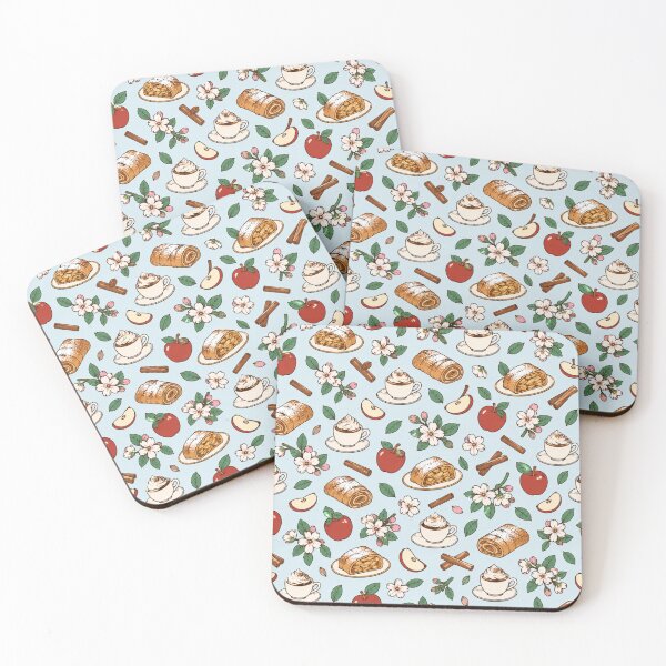 Item preview, Apple Strudel Viennese Cafe Pattern | Strudel Slices, Red Apples, Cinnamon and Coffee with Cream designed and sold by StickyGuys.