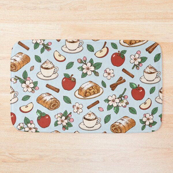 Item preview, Apple Strudel Viennese Cafe Pattern | Strudel Slices, Red Apples, Cinnamon and Coffee with Cream designed and sold by StickyGuys.