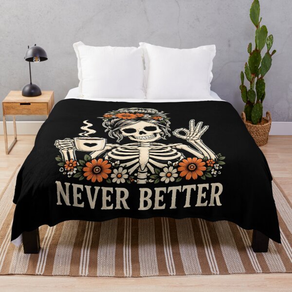 Item preview, Never Better Messy Bun Skeleton Halloween designed and sold by Lina Caro.