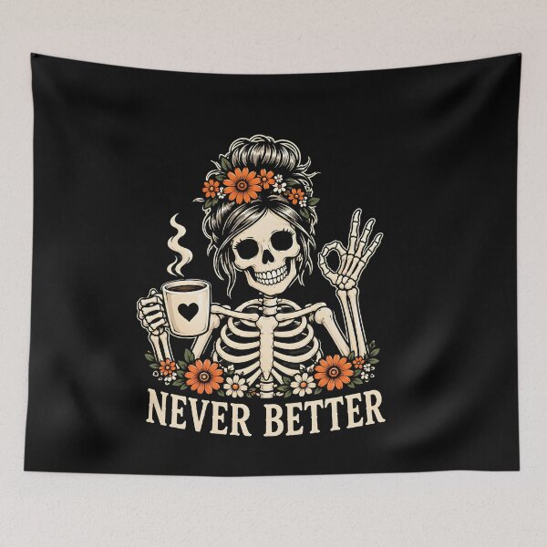 Item preview, Never Better Messy Bun Skeleton Halloween designed and sold by Lina Caro.