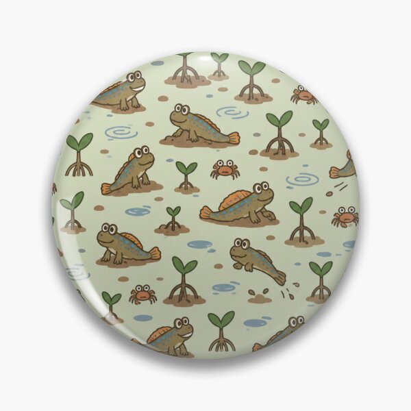 Item preview, Mudskipper Funny Fish Pattern | Goofy Mudskippers on Mud Mounds with Mangroves and Tiny Crabs designed and sold by StickyGuys.