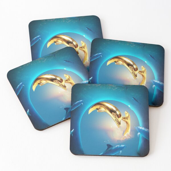 Item preview, Dolphin Sculpture (Handmade) on an Ocean Background designed and sold by QuasarDigitalSurrealism.