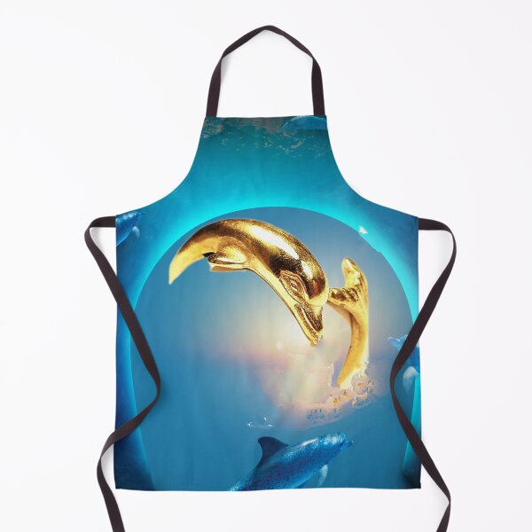 Item preview, Dolphin Sculpture (Handmade) on an Ocean Background designed and sold by QuasarDigitalSurrealism.