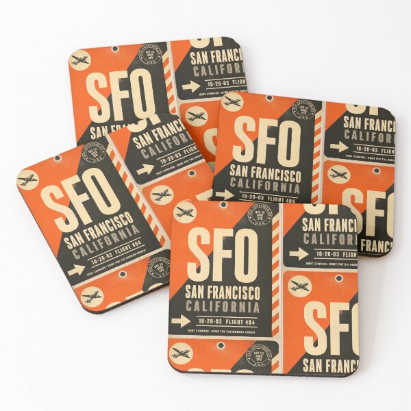 Item preview, SFO Airport Code Luggage Tag – Orange & Black Retro Airline Design designed and sold by rootcompass.