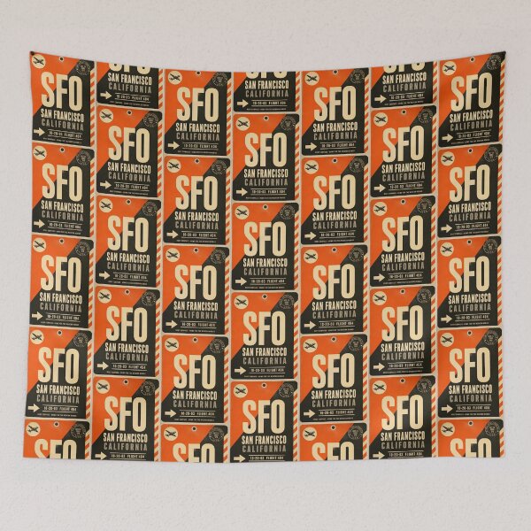 Item preview, SFO Airport Code Luggage Tag – Orange & Black Retro Airline Design designed and sold by rootcompass.
