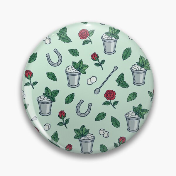 Item preview, Mint Julep Southern Cocktail Pattern | Silver Julep Cups, Fresh Mint, Roses and Horseshoes on Mint designed and sold by StickyGuys.